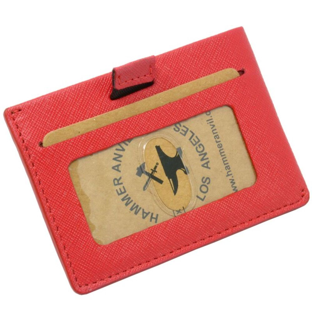 Hammer Anvil Mens Minimalist Front Pocket Wallet RFID Safe Leather Easy Pull Tab